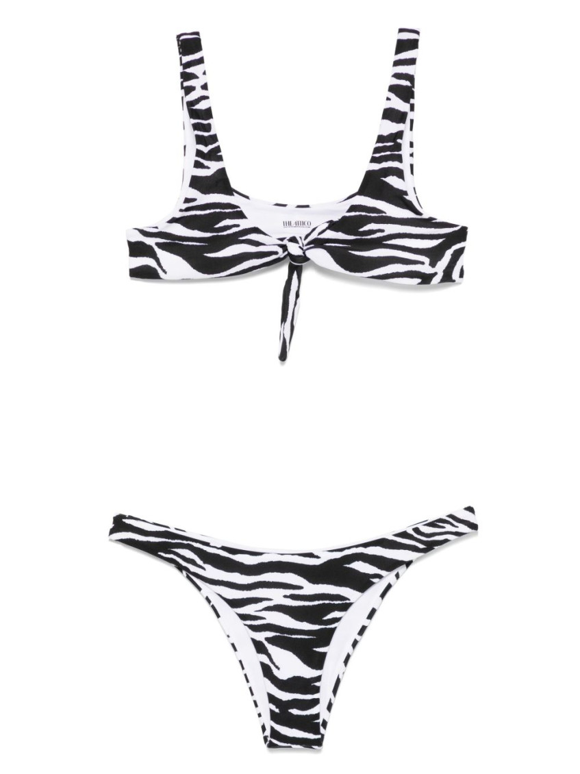 Attico Blackwhite Zebra-print Bikini