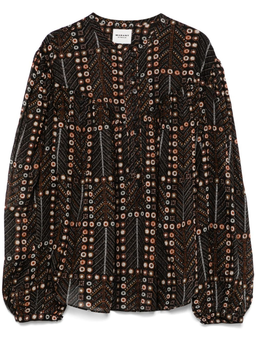 Isabel Marant Étoile Marant Etoile Women Salika Printed Cotton Top In Brown