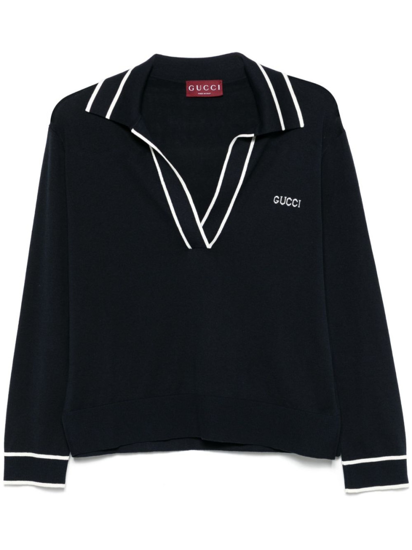 Gucci Striped Intarsia-knit Silk And Cotton-blend Sweater