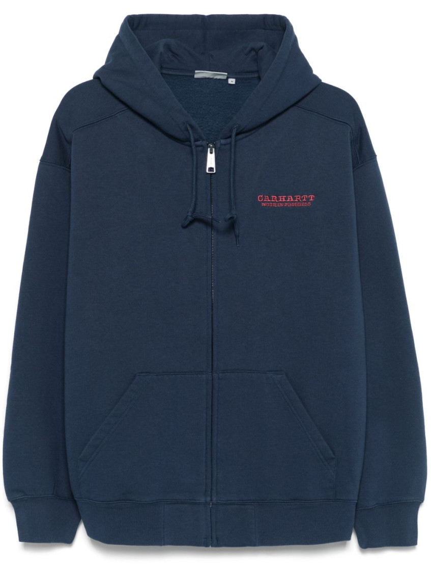 Carhartt Hooded Sweatshirt With Graphic Print And Pockets In Blue