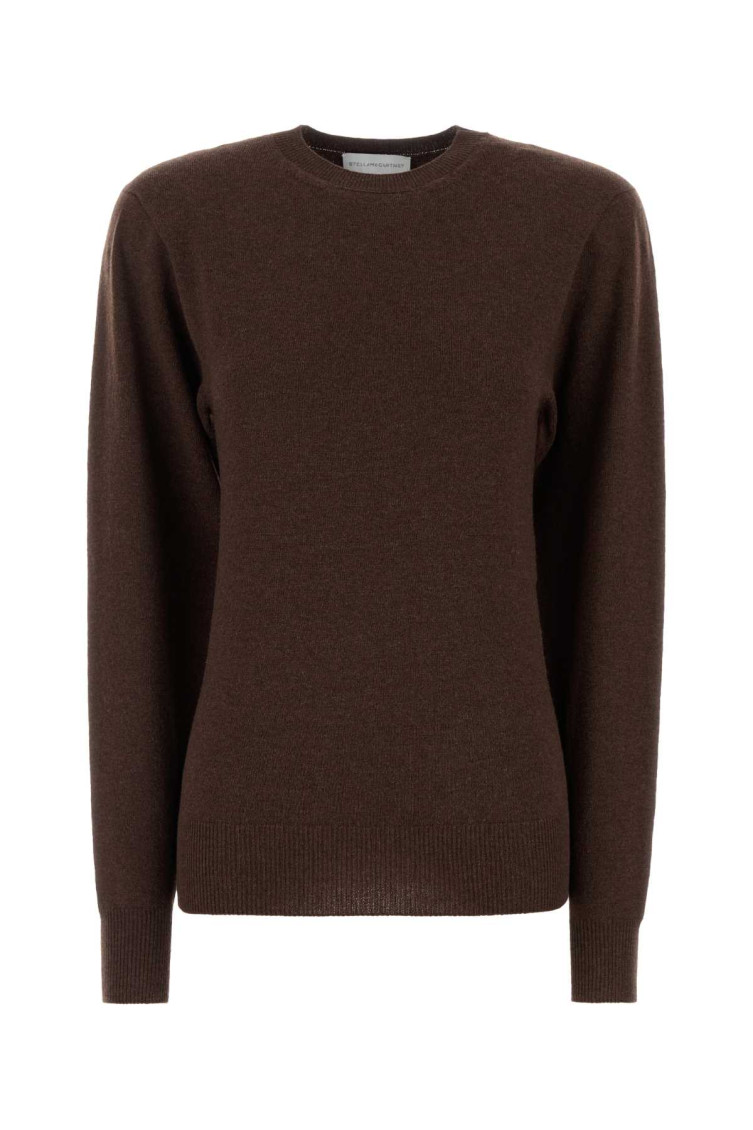 Stella Mccartney Crew Neck Cashmere Blend Sweater In Brown