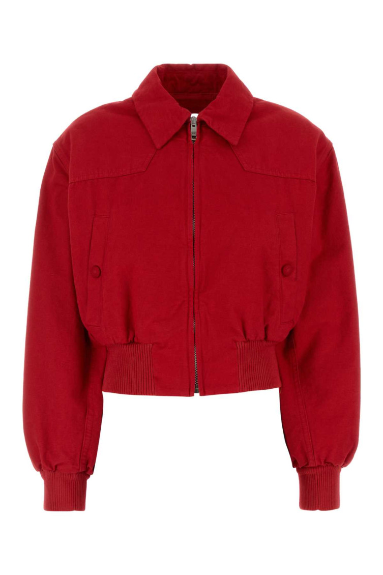 Prada Jackets With Long Sleeves And Ribbed Hem In Red