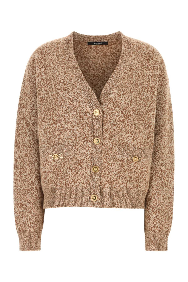 Versace Dual-tone Wool Blend Cardigan