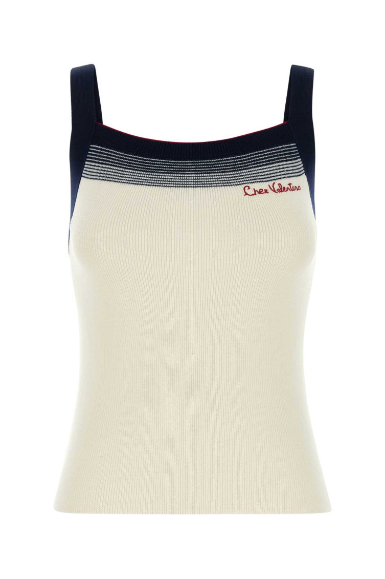 Valentino Sleeveless Knitted Top Striped Detail