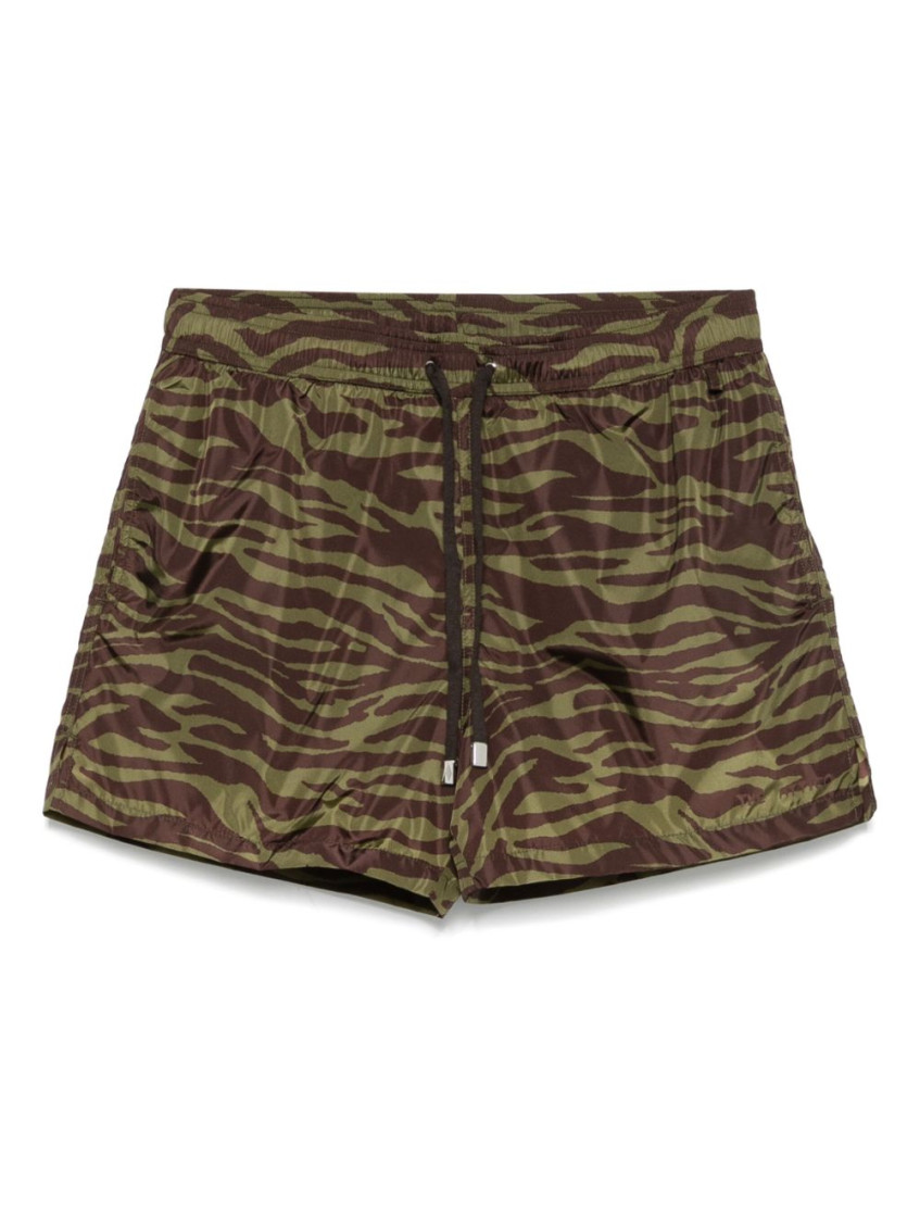 Attico Dark Green And Dark Brown Short Pant In Green