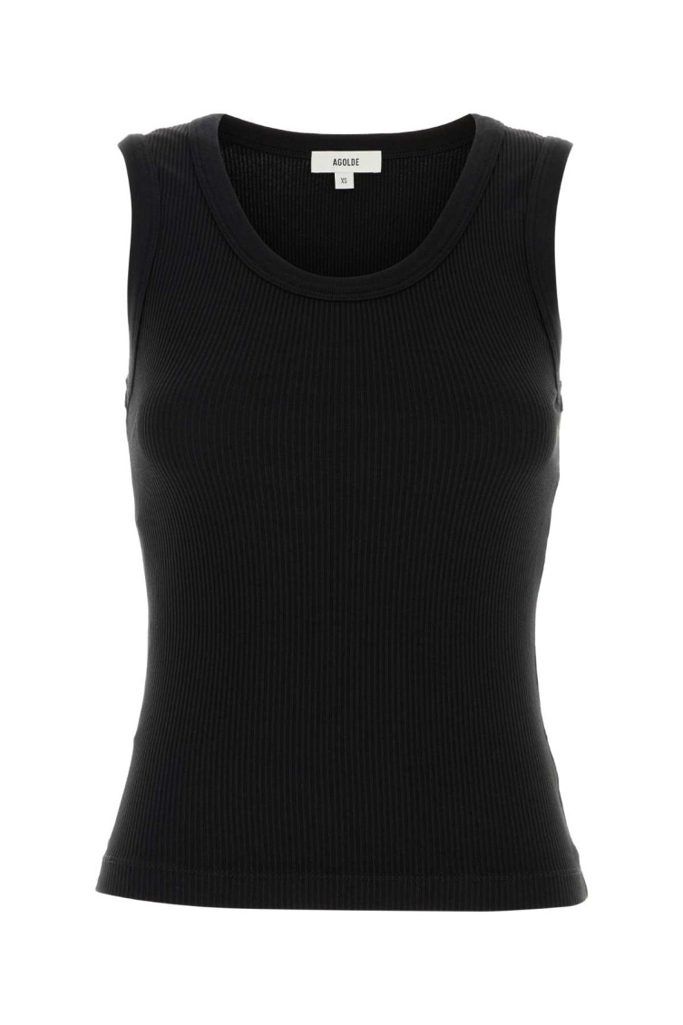 Agolde Binx Ribbed Stretch-lyocell And Organic Cotton-blend Tank