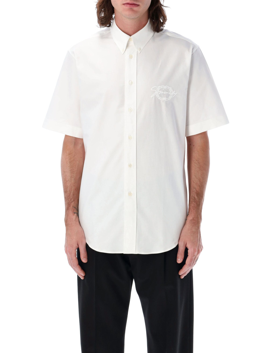 Givenchy Logo Hardware Long Sleeve Cotton Button-up In White