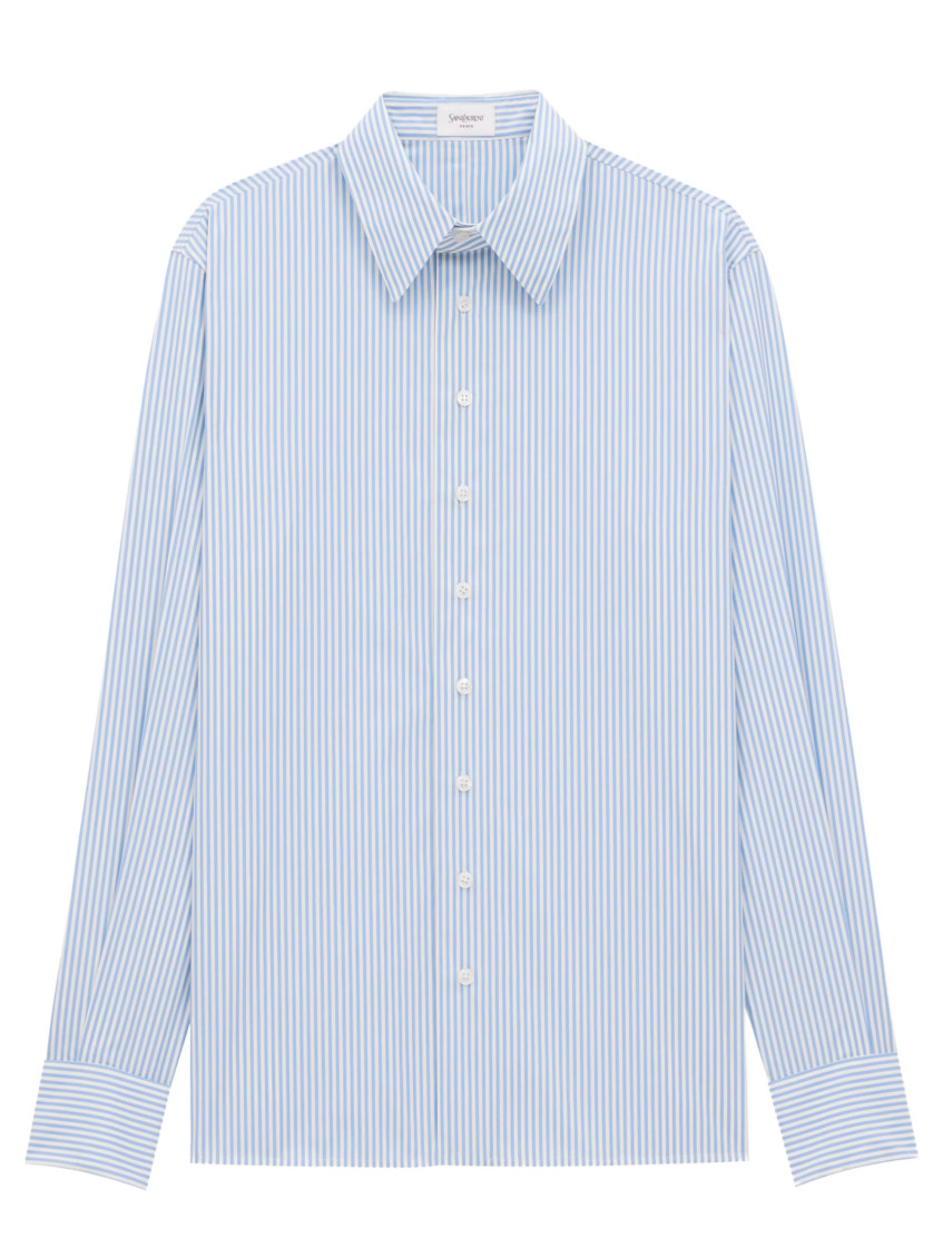 Saint Laurent Blue Striped Shirt In Blue