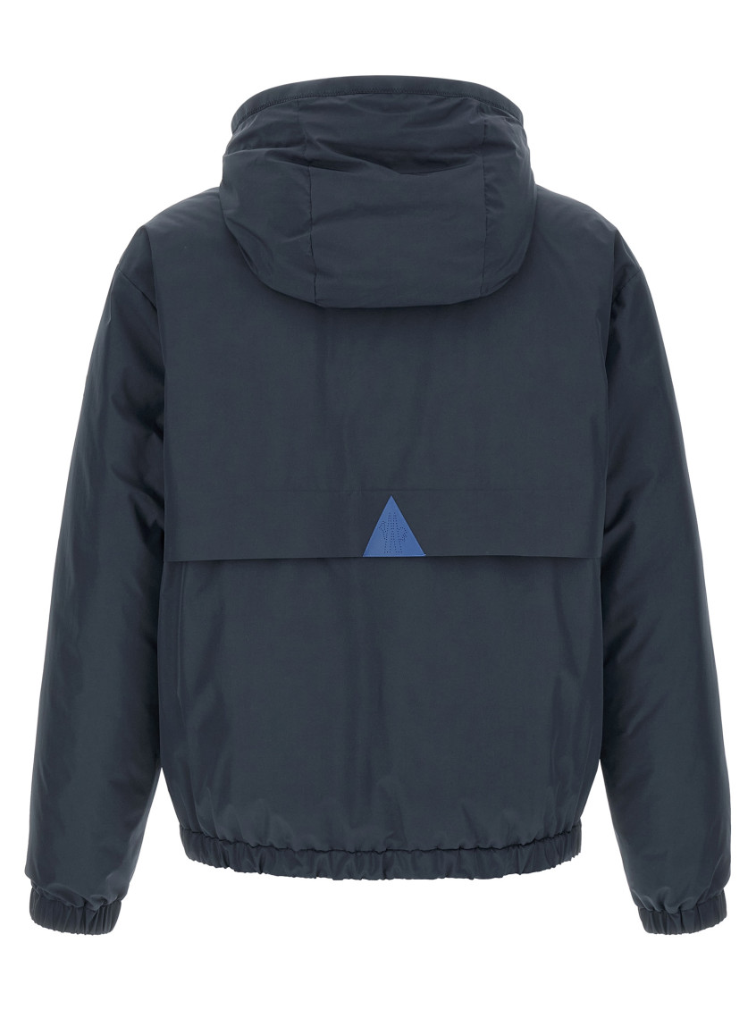 Moncler Blue Solid Hood Jacket for Men Online USA at Darveys.com