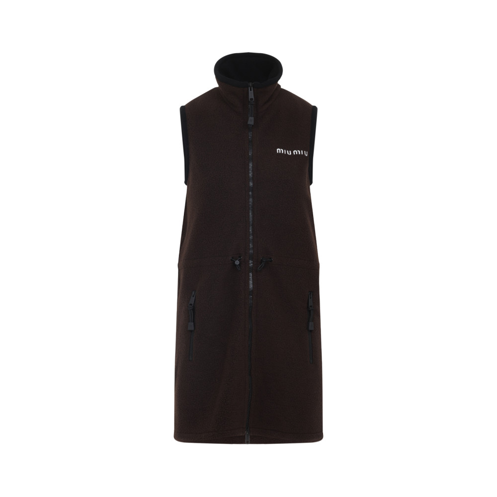 Miu Miu Mini Dress With Drawstring Waist And High Collar In Black