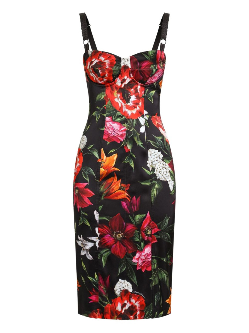Dolce & Gabbana Women Satin Printed Dress In Multi