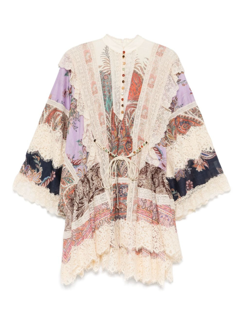 Zimmermann Rhiannon Printed Cotton Mini Dress In Multi