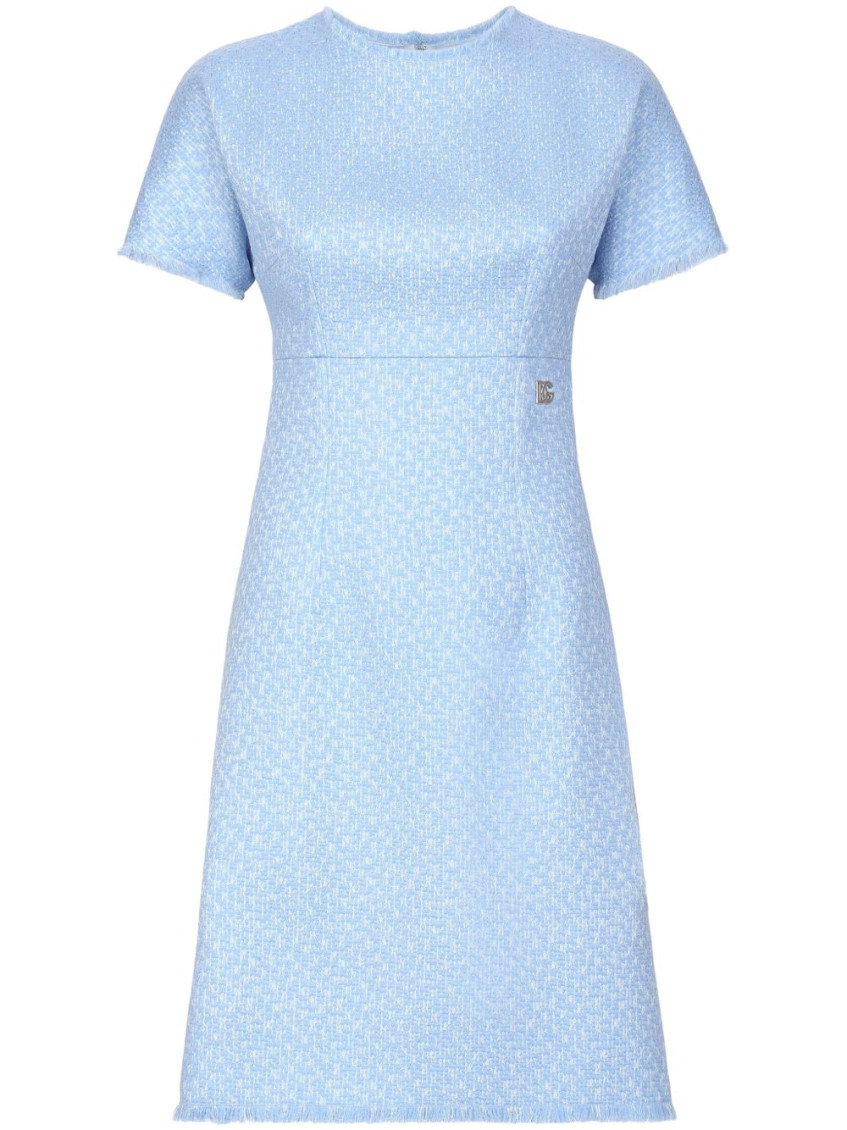 Dolce & Gabbana Rachel Tweed Dress With Dg Logo In Blue