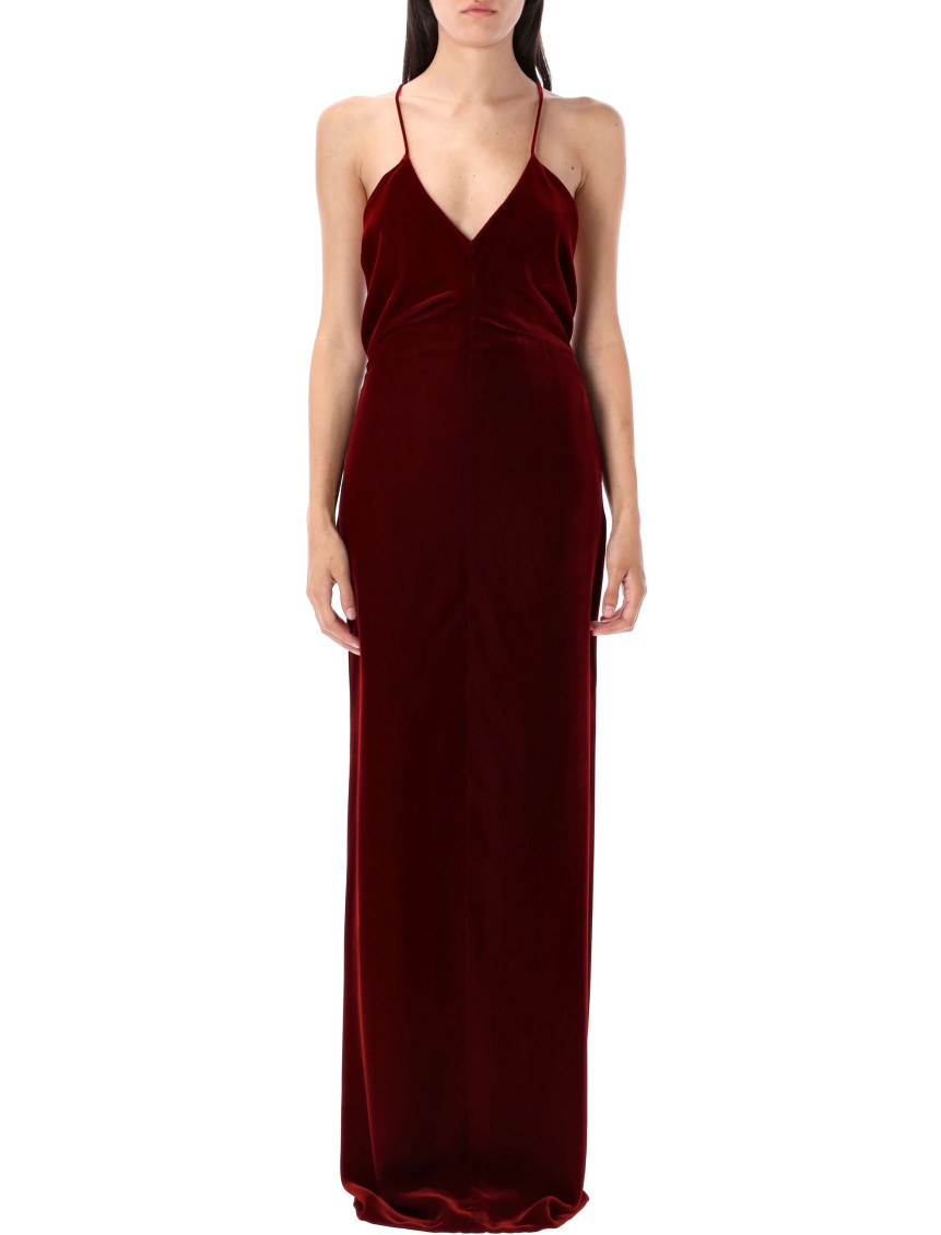 Tom Ford Velvet Gown With Deep V-neckline And Open Back In Red