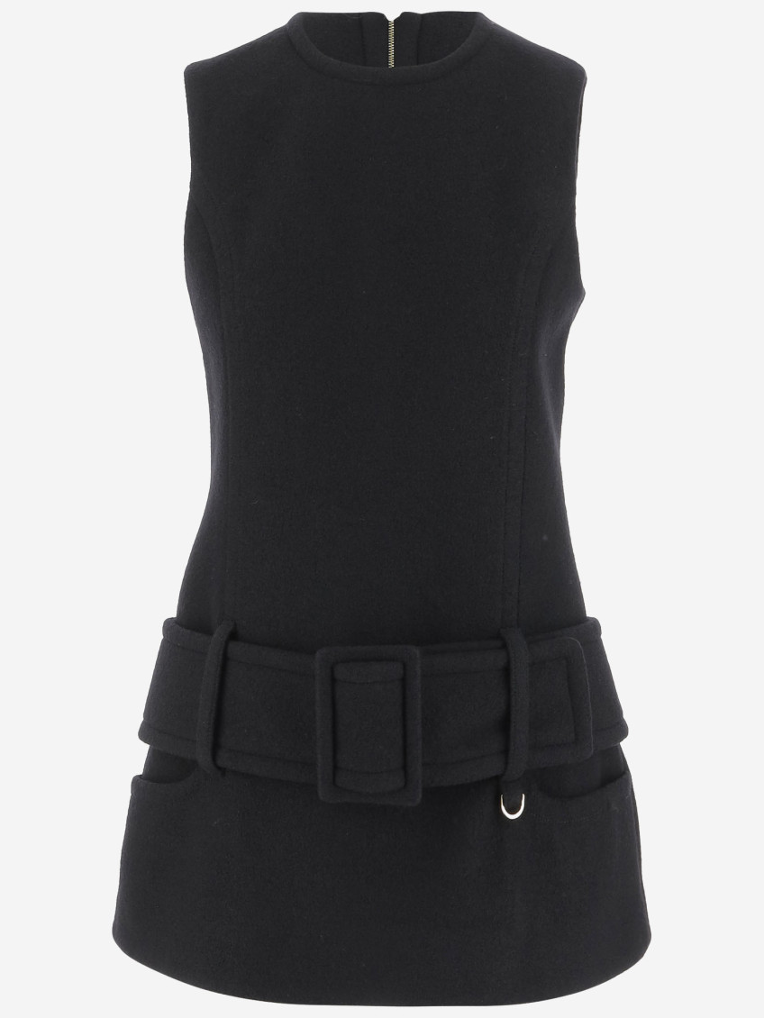 Patou Mini Dress With Wide Belt Detail In Black