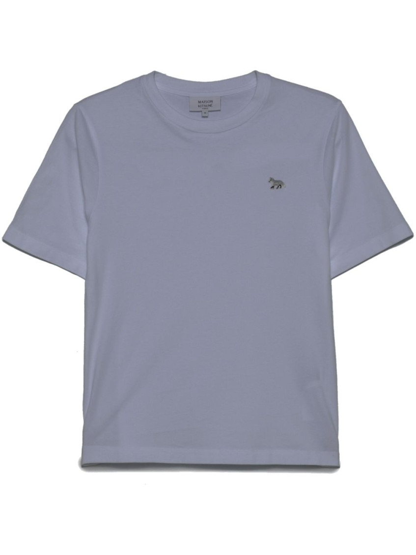 Maison Kitsuné White Crewneck Logo T-shirt In Gray