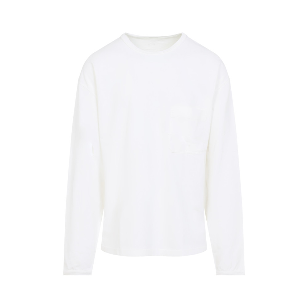Lemaire Long Sleeve Crew Neck T-shirt With Pocket In White