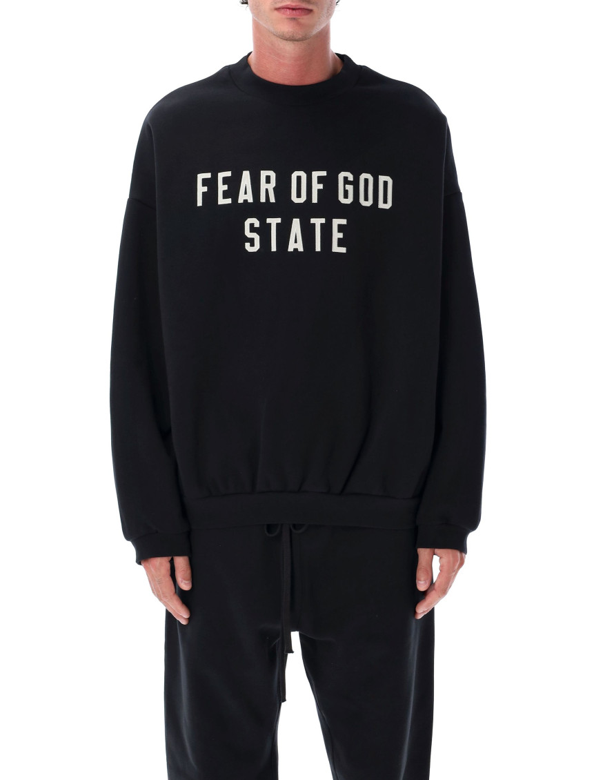 Fear Of God Black Crewneck Logo Sweatshirt In Black
