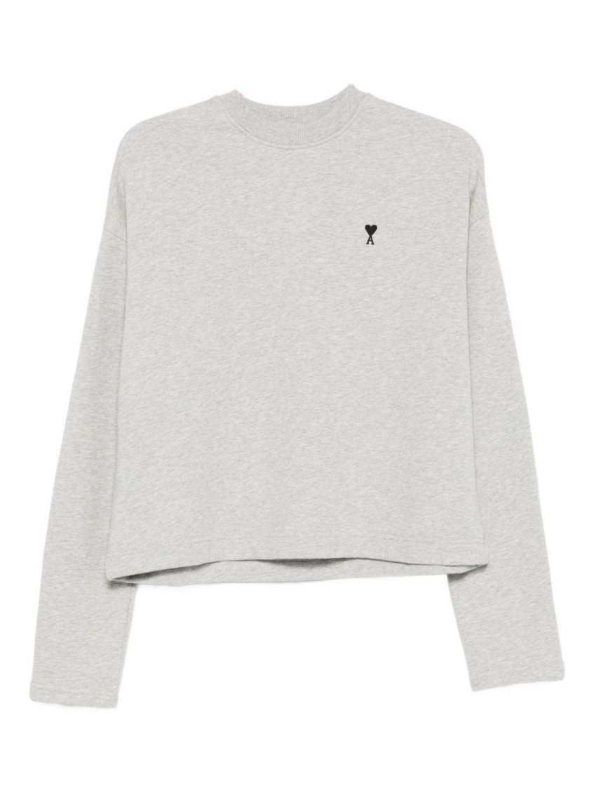 Ami Alexandre Mattiussi Ami Paris Women Ami De Coeur Cotton Sweatshirt In Gray