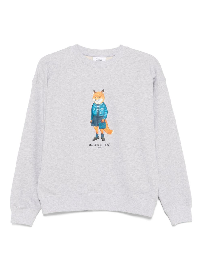 Maison Kitsuné Dressed Fox Cotton Sweatshirt In Gray