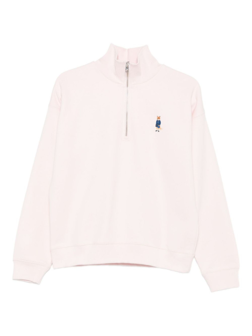 Maison Kitsuné Dressed Fox Cotton Sweatshirt In Pink