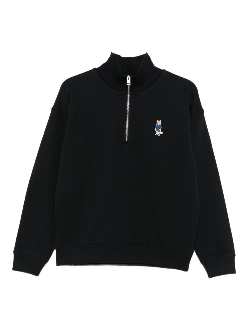 Maison Kitsuné Dressed Fox Cotton Sweatshirt In Black