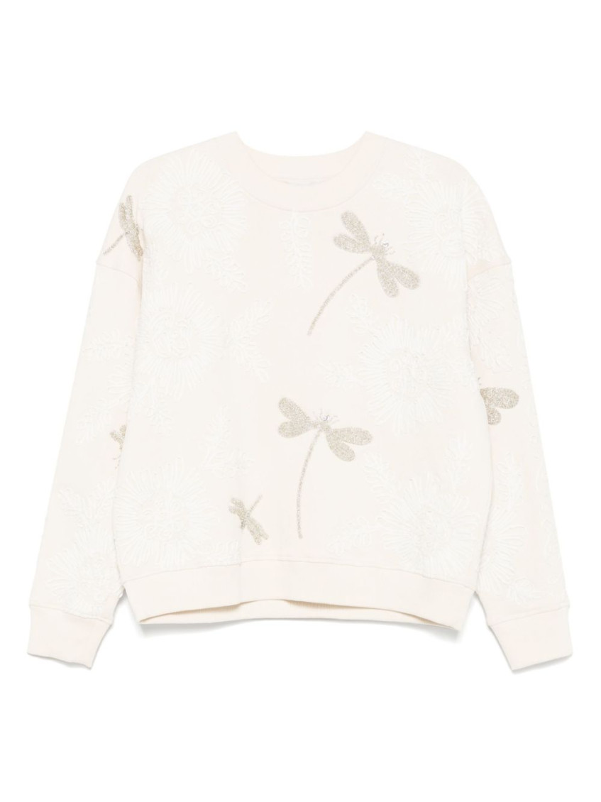 Forte Forte Off White Round Neck Embroidery Sweatshirt In Neutral