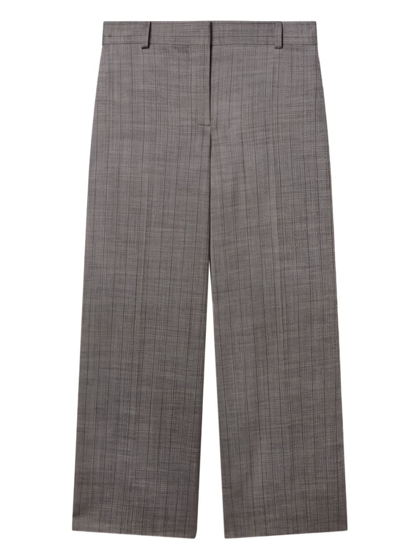 Stella Mccartney Checked Wide Leg Trousers With Back Pocket In Gray