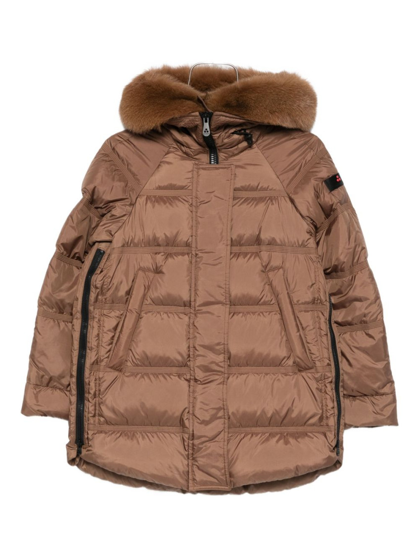 Peuterey Logo-patch Parka Coat In Brown