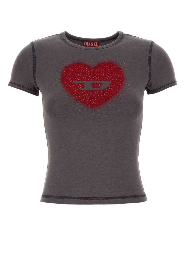 Diesel Grey Logo T-Shirt for Women Online USA at Darveys.com