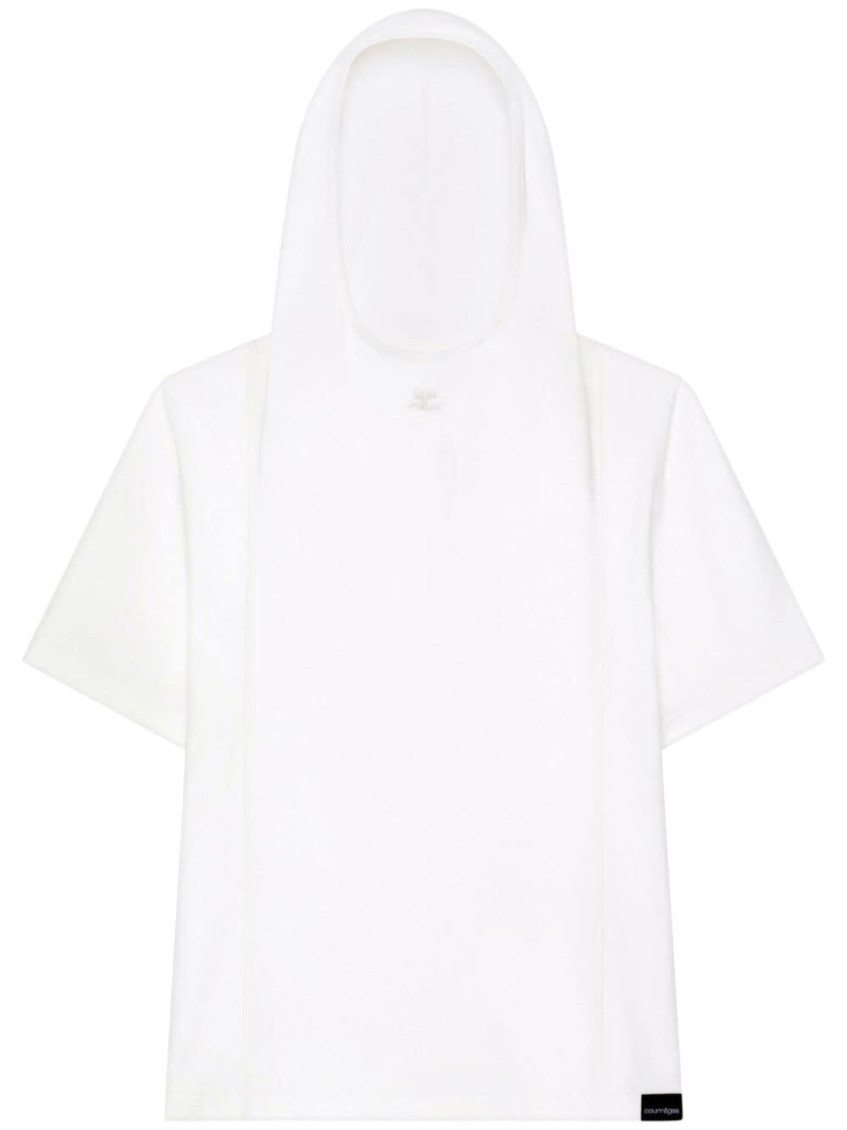 Courrèges White Cotton Hoodie T-shirt In White