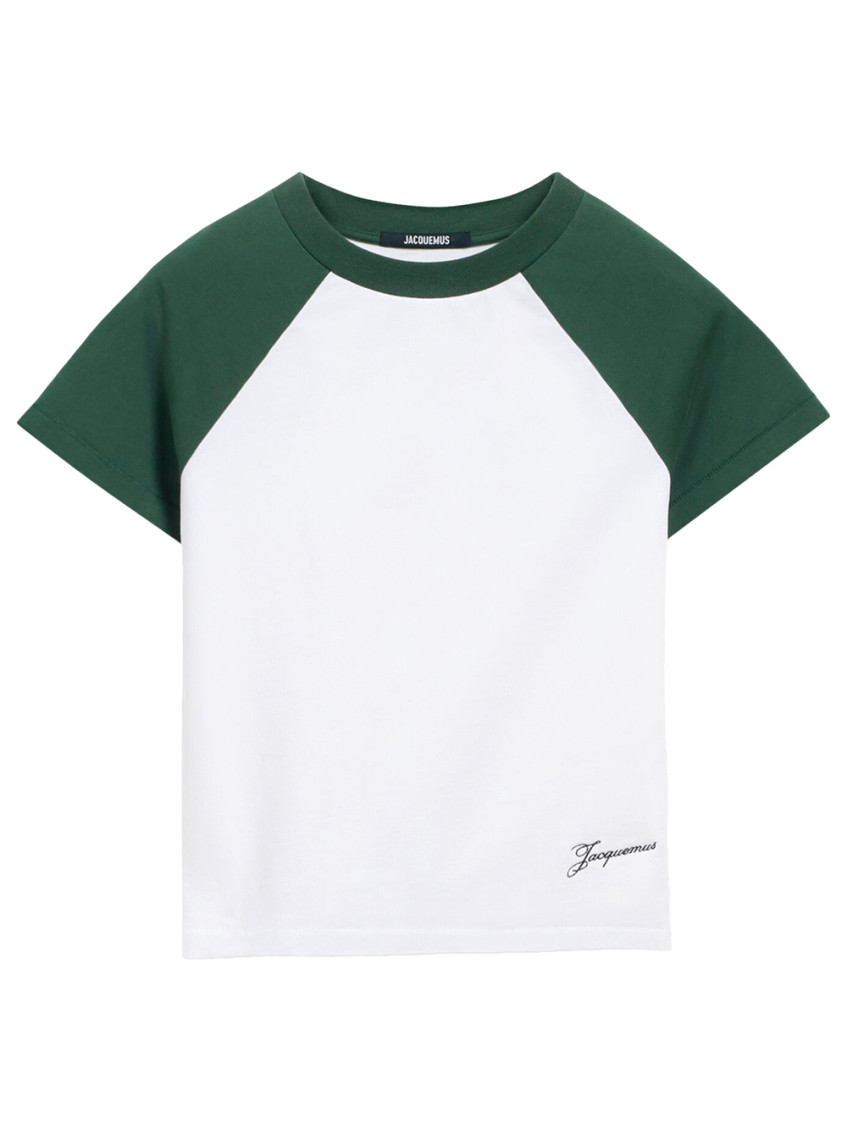 Shop Jacquemus White Green Baseball T-shirt