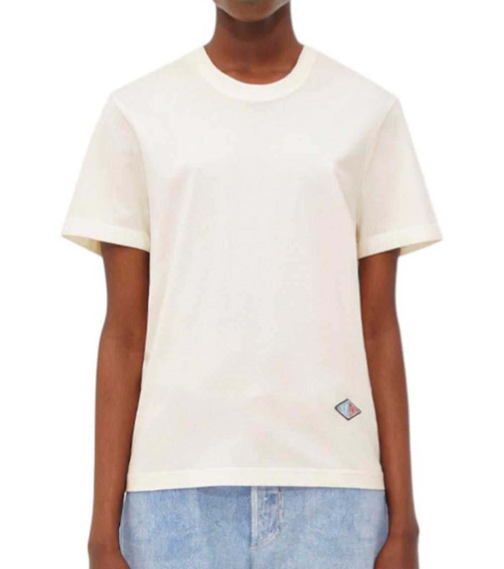 Bottega Veneta Crew Neck Embroidered Detail Short Sleeves Top In White