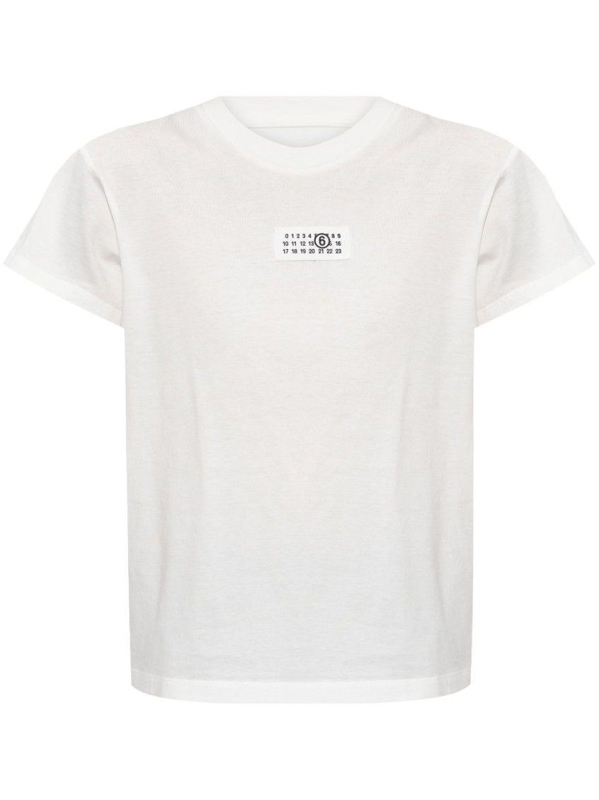 Mm6 Maison Margiela Numeric Cotton Jersey T-shirt In White