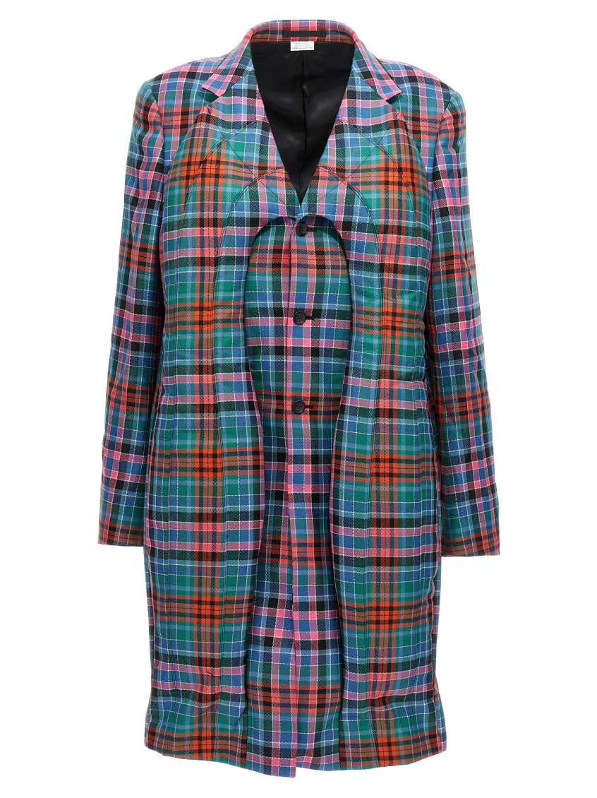 Comme Des Garçons Check Coat In Multicolor