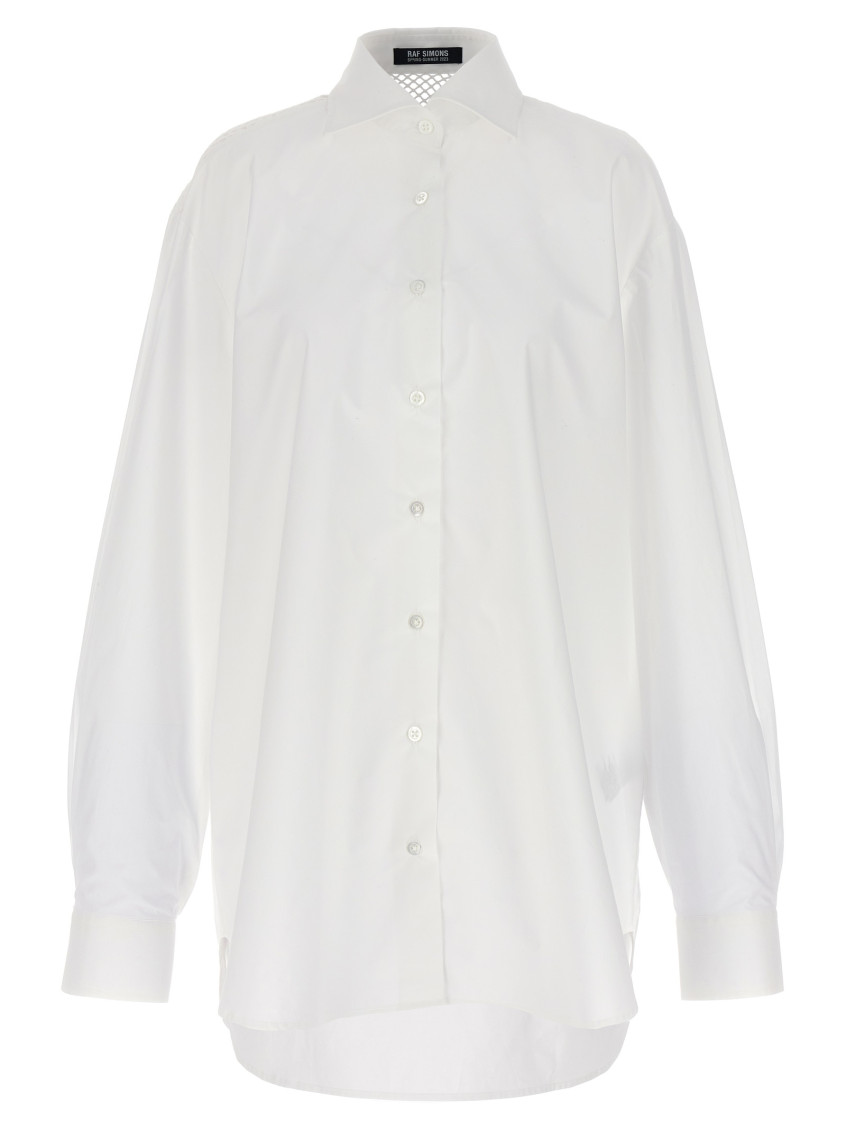 Shop Raf Simons White Mesh Insert Shirt