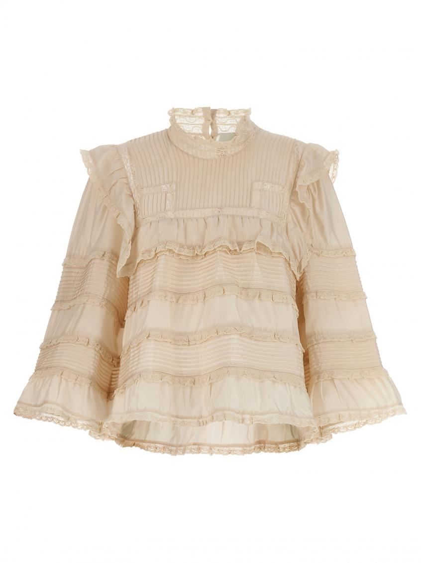 Isabel Marant Zalmara Topwear In Beige Silk In Beige
