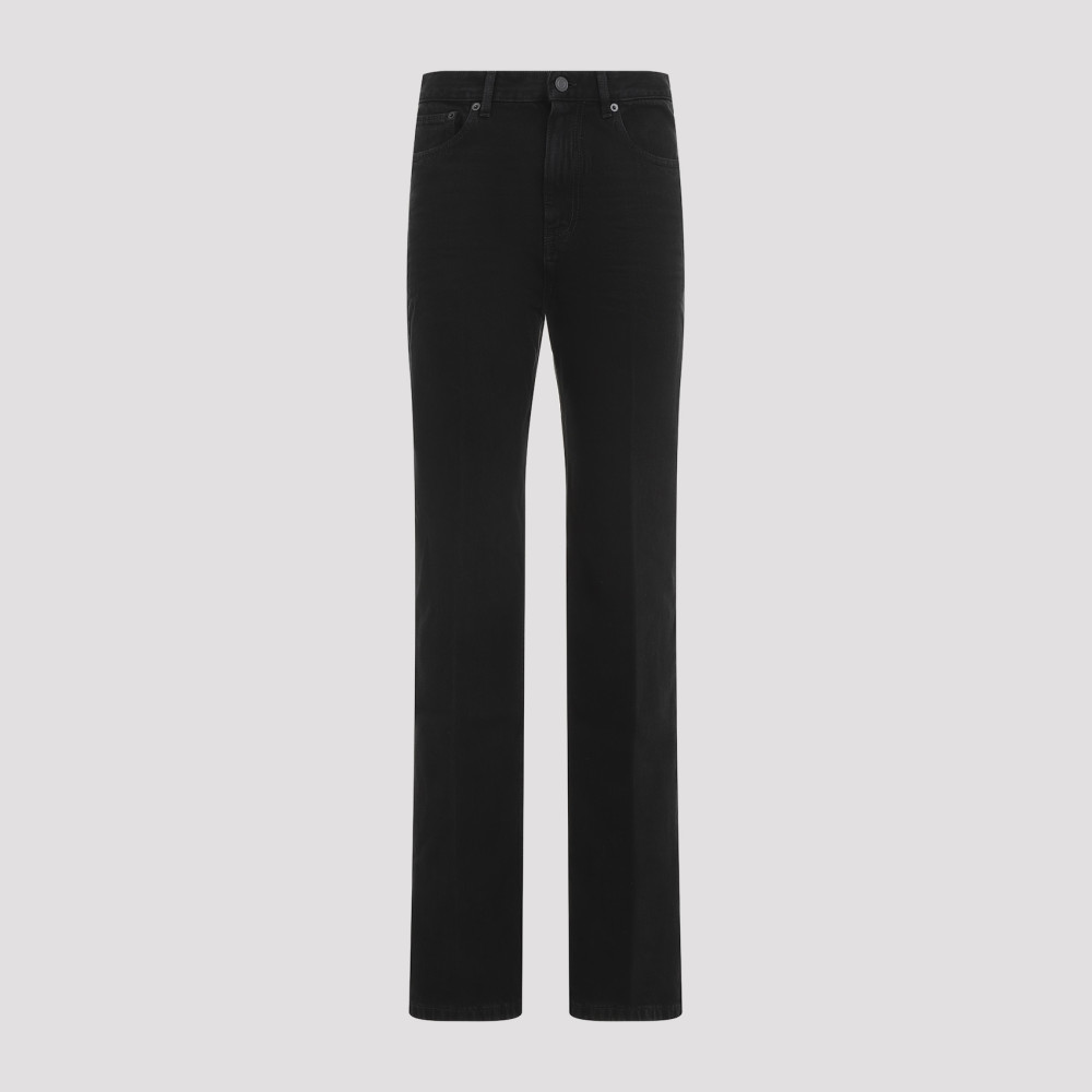 Saint Laurent Mid Rise Straight Jeans Women In Black