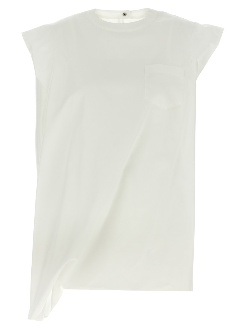 Sacai Cotton Poplin Pullover Shirt And Blouse White In White