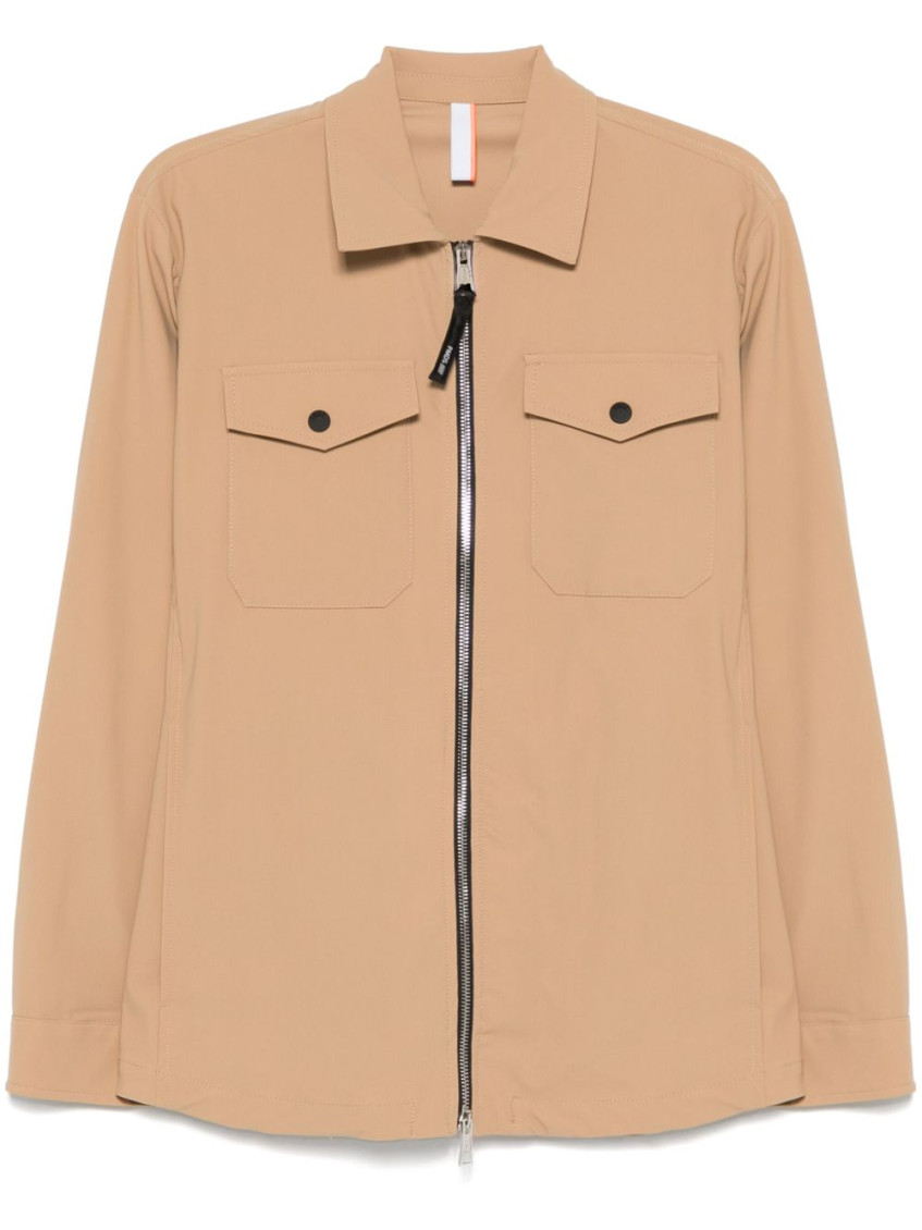 P.m.d.s Pmds Sand Beige Shirt With Two-way Zip And Flap Pockets In Beige