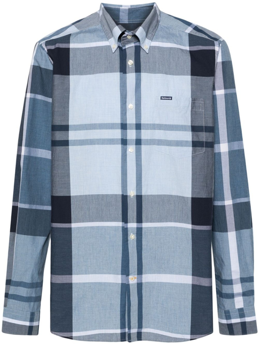 Barbour Blue Cotton Check Pattern Shirt In Blue