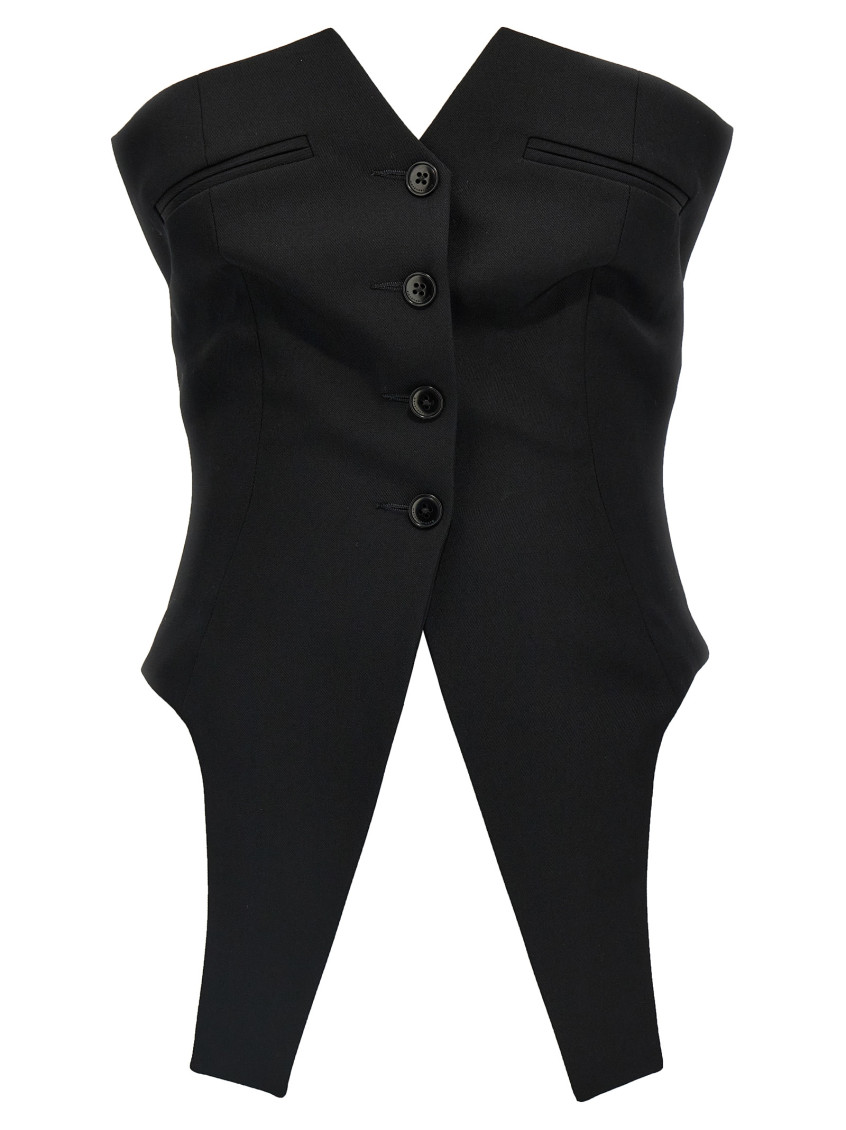 Alexander Wang Deconstructed Strapless Vest Top In Black