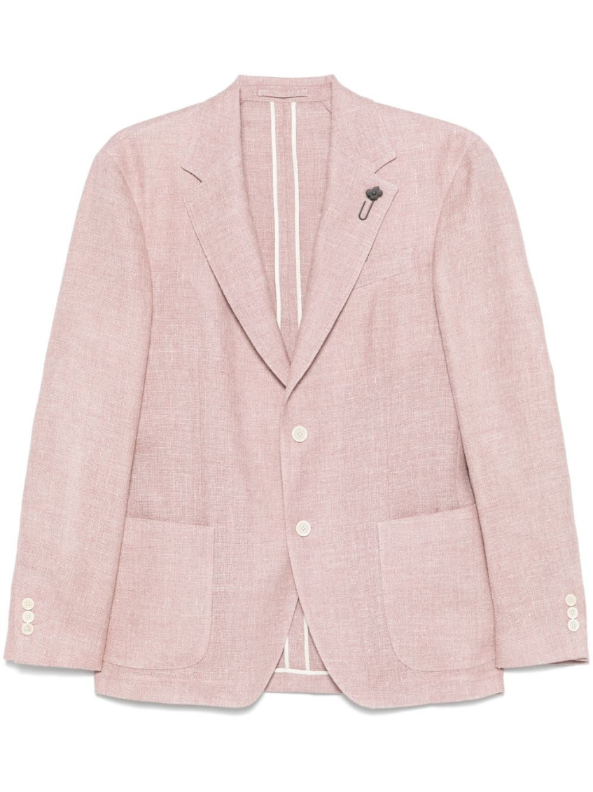 Shop Lardini Light Pink Linen Blazer