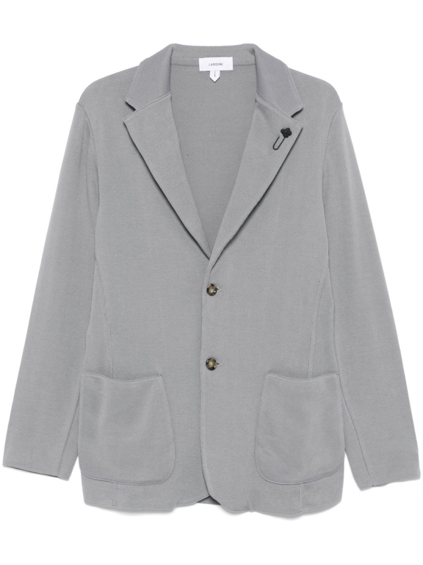 Lardini Medium Grey Cotton Jacket With Notched Lapels In Light Grey
