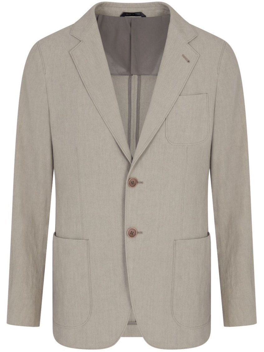 Giorgio Armani Upton Line Single-breasted Jacket In Linen Canvas In Beige