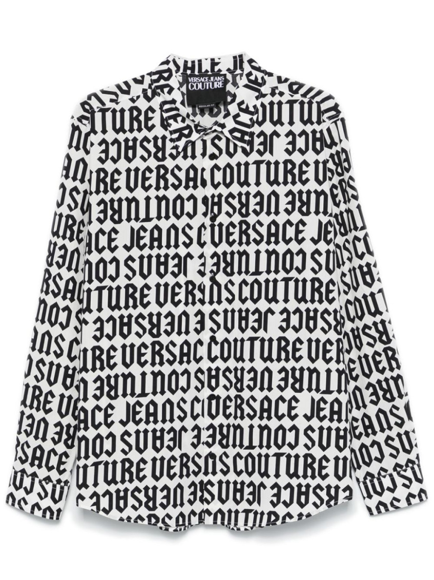 Shop Versace Jeans Couture White Logo Print Shirt