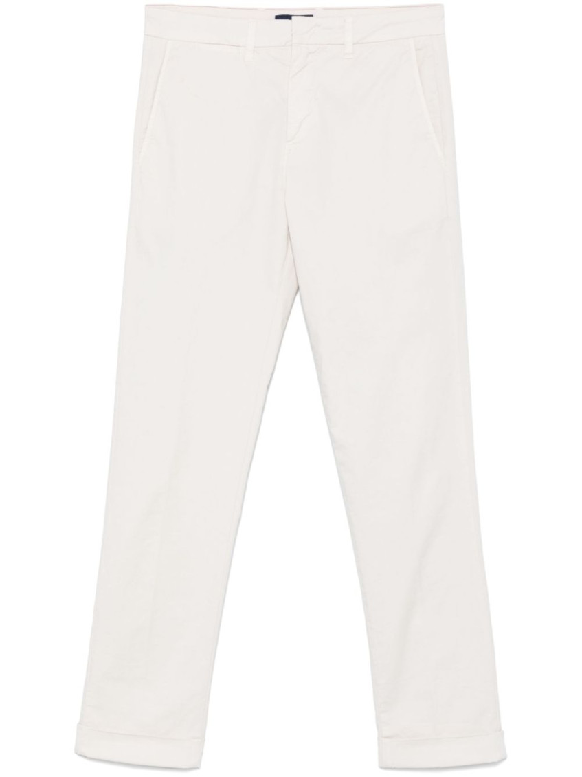Fay Cropped Trousers With Belt Loops And Pockets In White