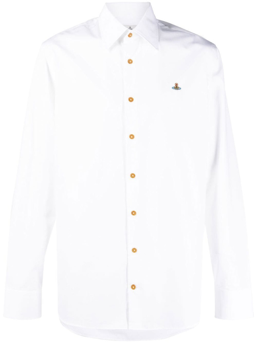 Vivienne Westwood Shirt With Subtle Orb Embroidery And Tailored Fit In White