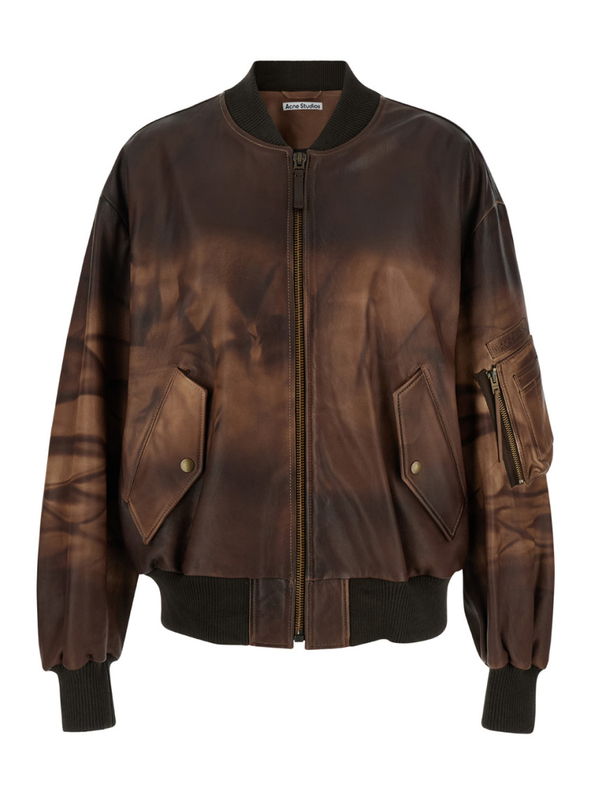 Acne Studios Brown Bomber Jacket In Brown