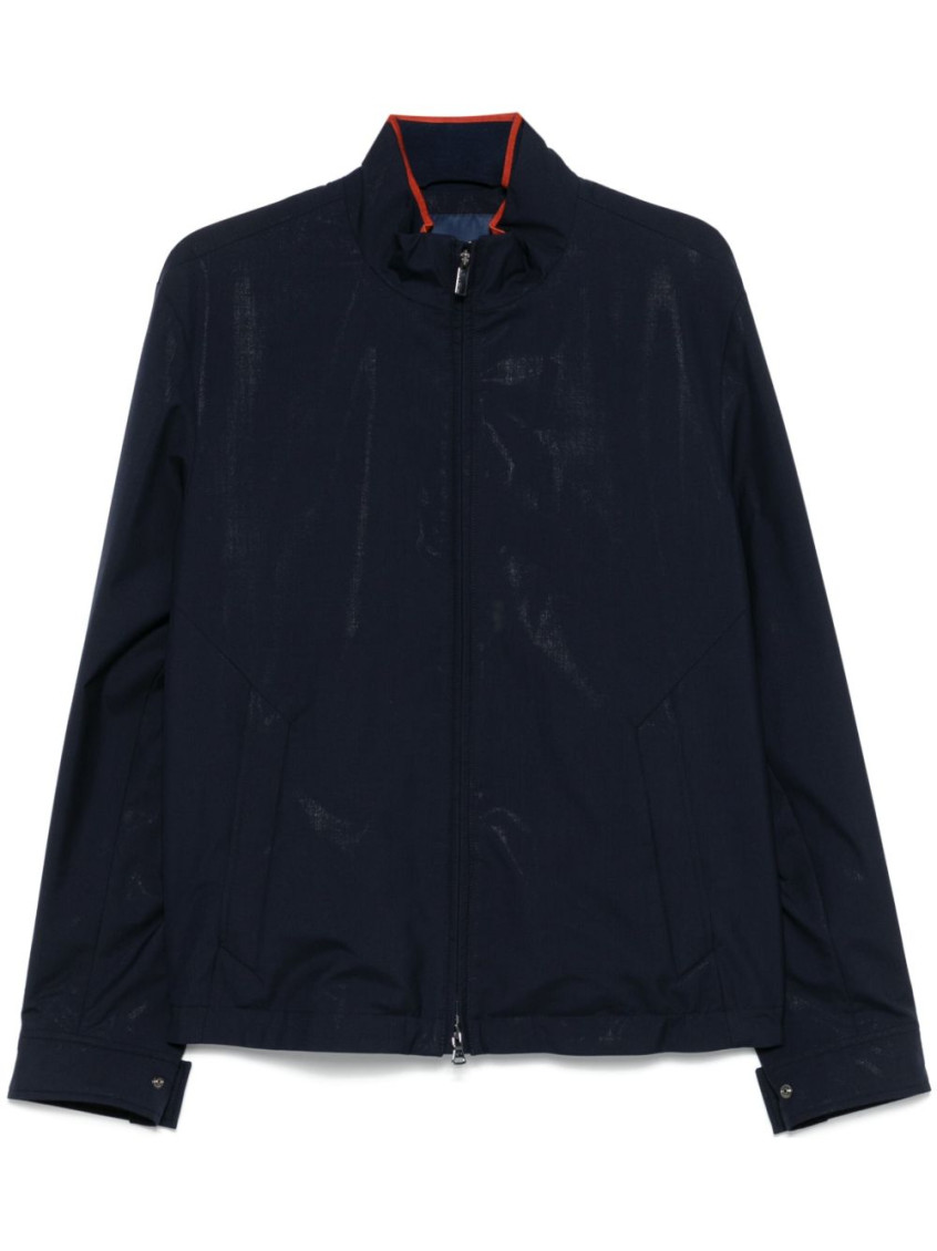 Paul & Shark Navy Blue Jacket With Two-way Zip In Navy Blue